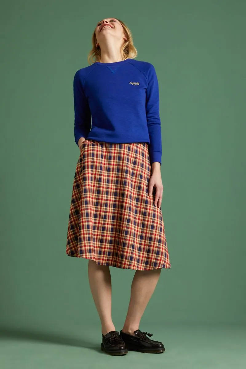 Wijd uitlopende rok | King Louie circle skirt lyon check peacoat blue