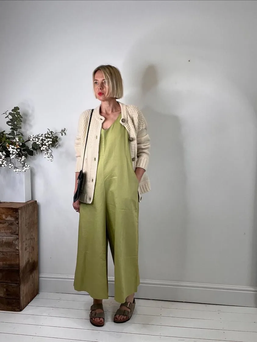 Wild Clouds X Gather & See Pear Green Linen Culotte Jumpsuit