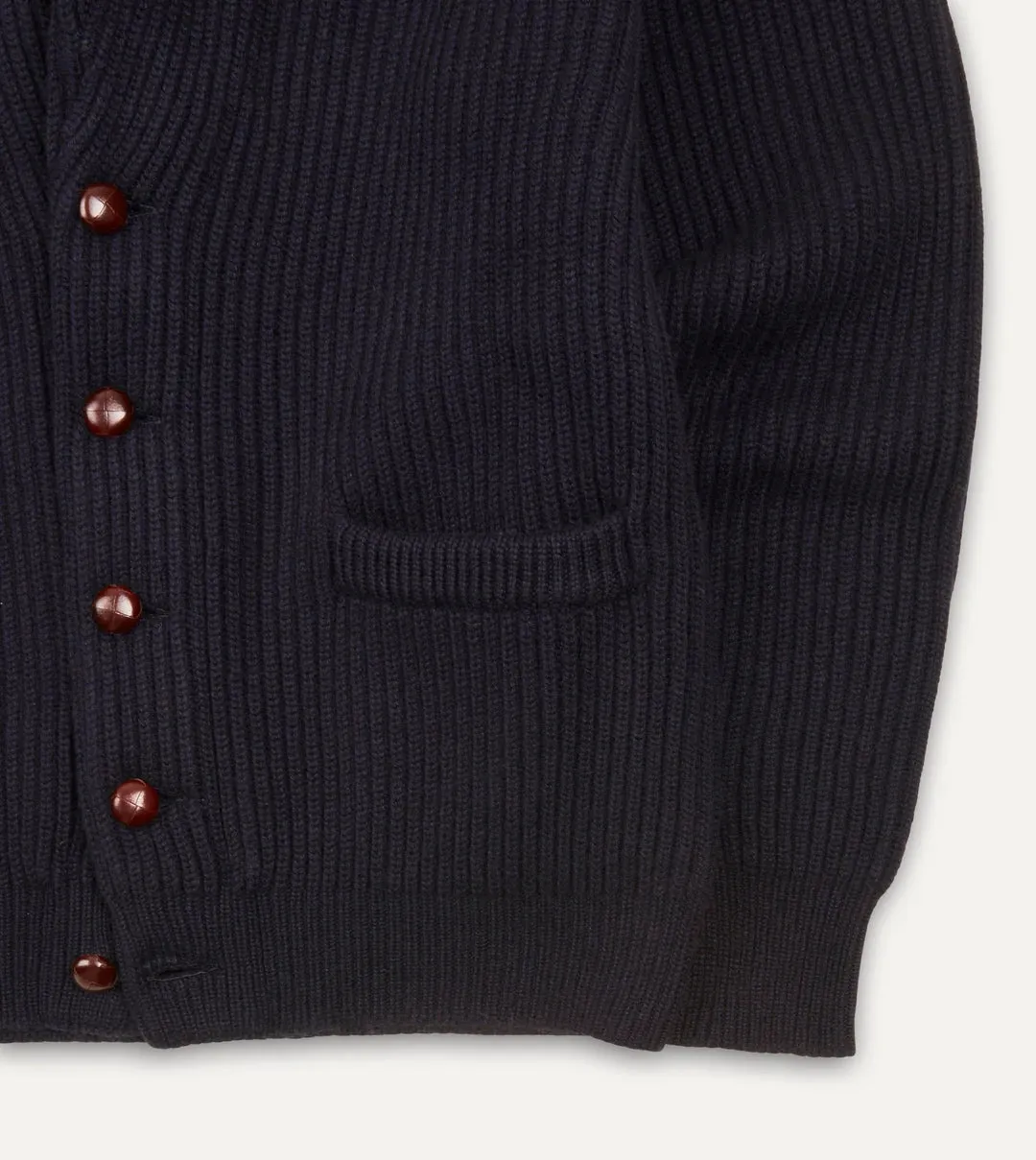 William Lockie x Julian's Navy Cashmere Chunky Shawl Cardigan