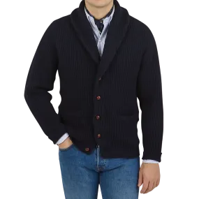 William Lockie x Julian's Navy Cashmere Chunky Shawl Cardigan