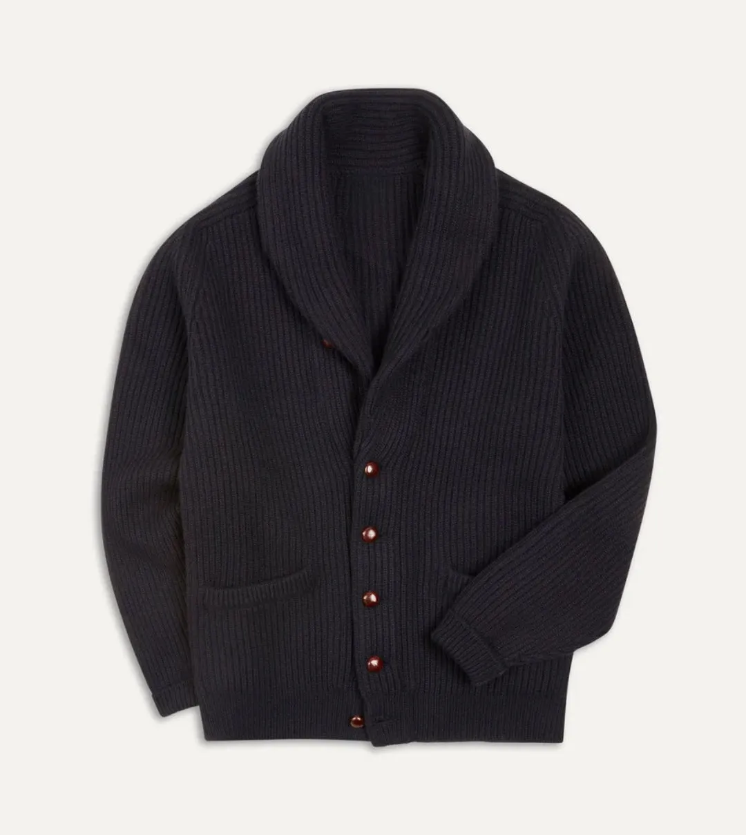 William Lockie x Julian's Navy Cashmere Chunky Shawl Cardigan