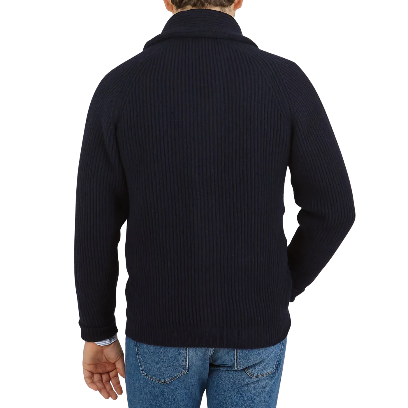 William Lockie x Julian's Navy Cashmere Chunky Shawl Cardigan