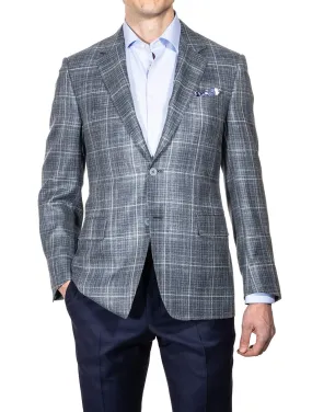 Window Pane Check Jacket Blue