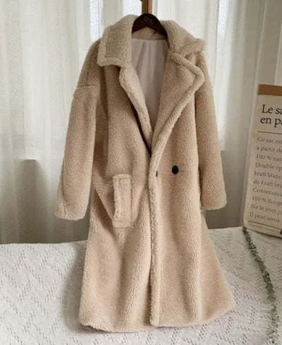 Winter Mid-Length Loose Fur Large Windbreaker Lambswool Coat