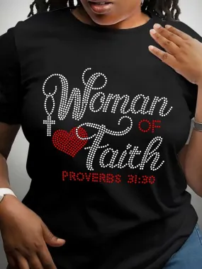 Woman of Faith Black Silver & Red Tee Shirt