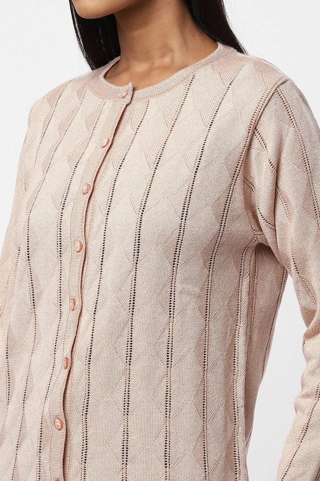 Women Woolen Round Fancy Cardigan