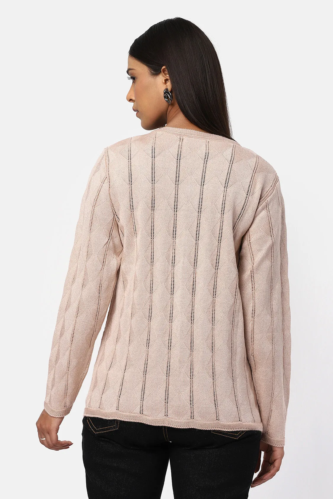 Women Woolen Round Fancy Cardigan