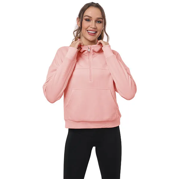 Women's Half Zip Hooded Sweatshirt Long Sleeve