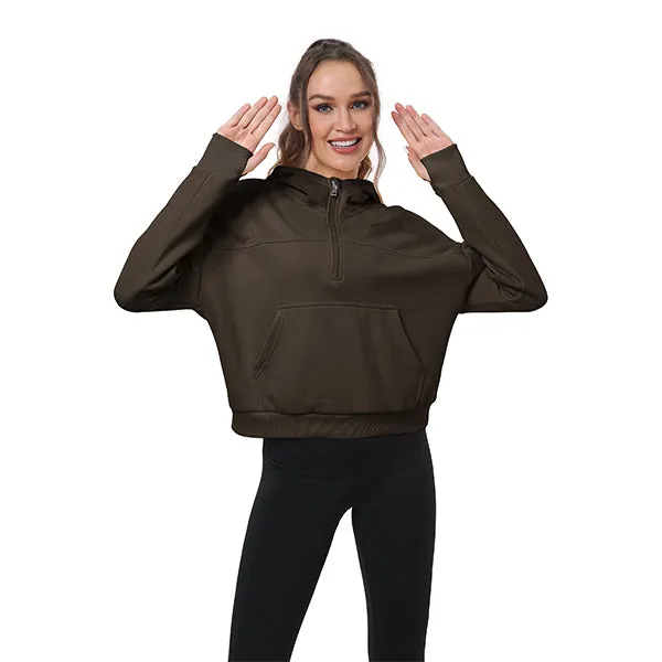 Women's Half Zip Hooded Sweatshirt Long Sleeve