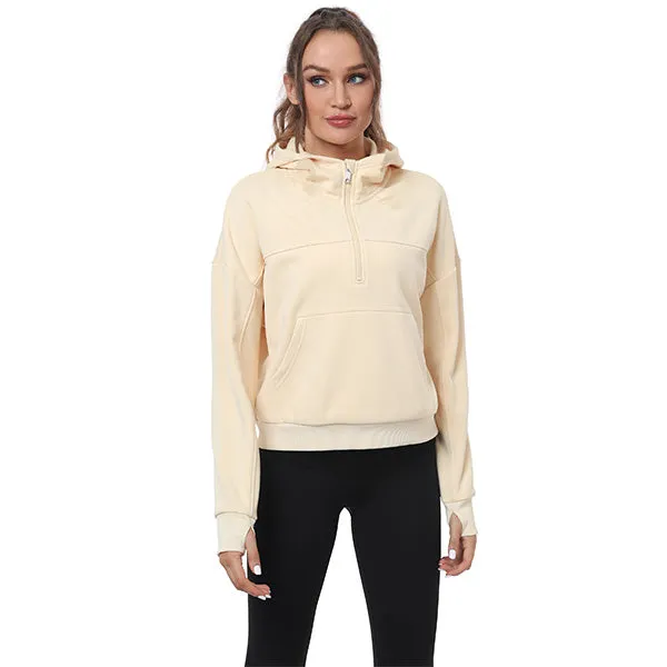 Women's Half Zip Hooded Sweatshirt Long Sleeve