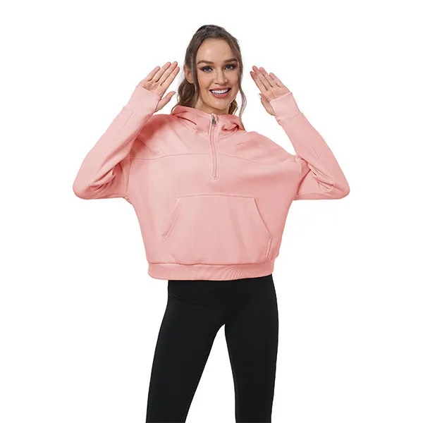 Women's Half Zip Hooded Sweatshirt Long Sleeve