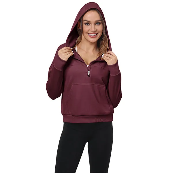 Women's Half Zip Hooded Sweatshirt Long Sleeve