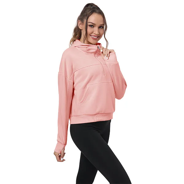 Women's Half Zip Hooded Sweatshirt Long Sleeve