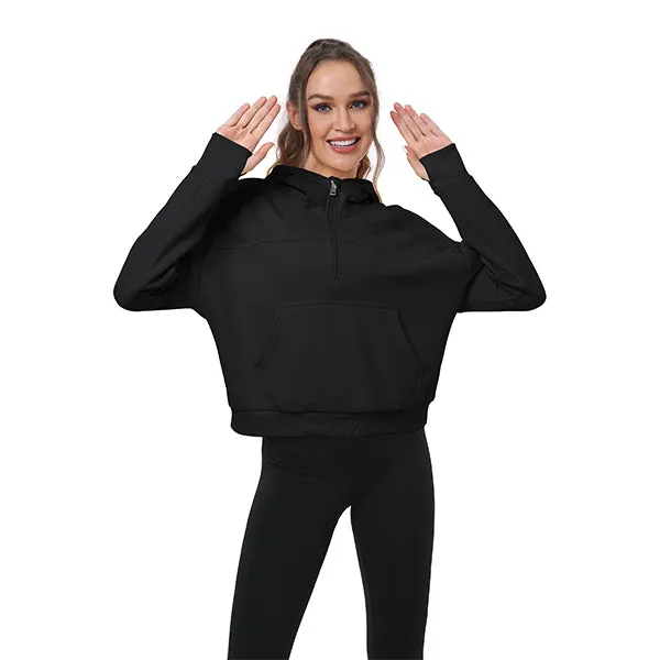 Women's Half Zip Hooded Sweatshirt Long Sleeve