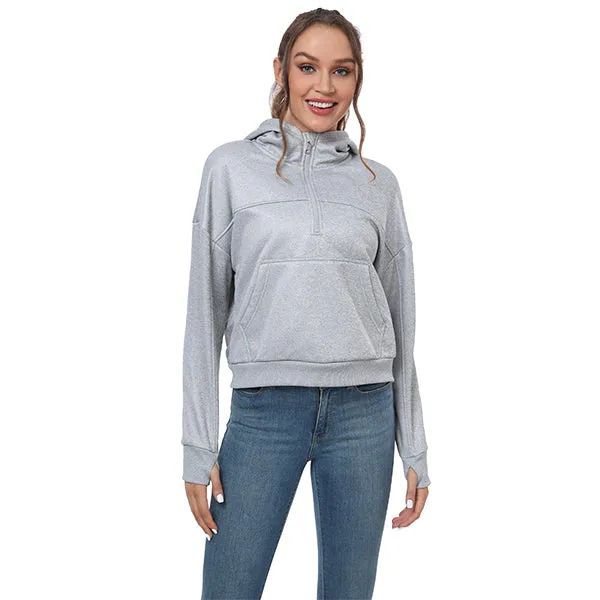 Women's Half Zip Hooded Sweatshirt Long Sleeve