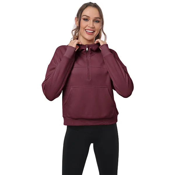 Women's Half Zip Hooded Sweatshirt Long Sleeve