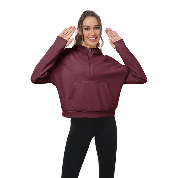 Women's Half Zip Hooded Sweatshirt Long Sleeve