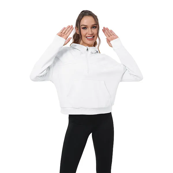 Women's Half Zip Hooded Sweatshirt Long Sleeve