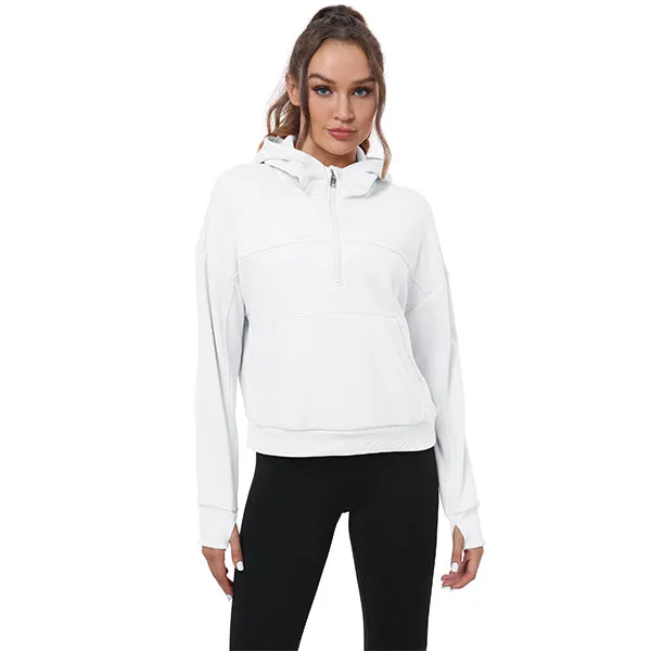 Women's Half Zip Hooded Sweatshirt Long Sleeve