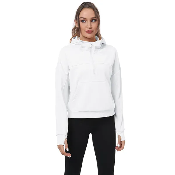 Women's Half Zip Hooded Sweatshirt Long Sleeve