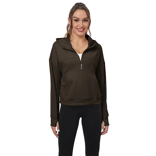 Women's Half Zip Hooded Sweatshirt Long Sleeve