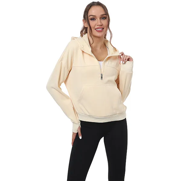 Women's Half Zip Hooded Sweatshirt Long Sleeve