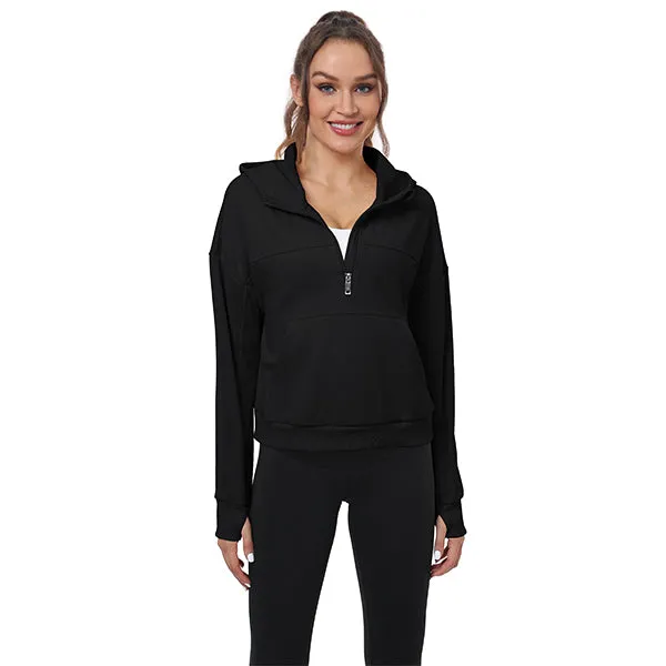 Women's Half Zip Hooded Sweatshirt Long Sleeve