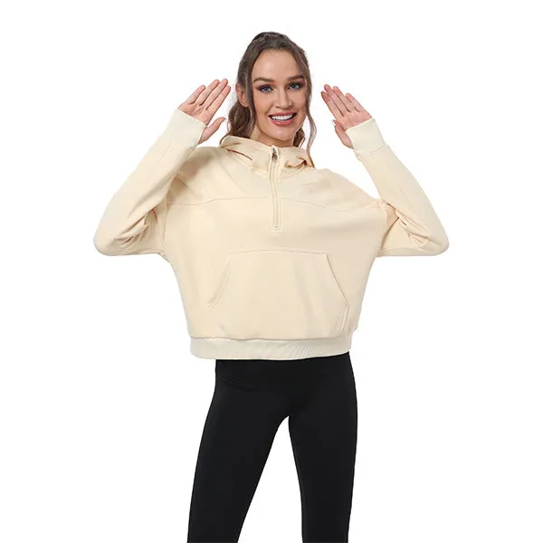 Women's Half Zip Hooded Sweatshirt Long Sleeve