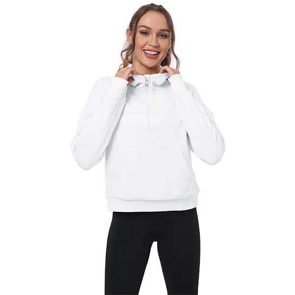 Women's Half Zip Hooded Sweatshirt Long Sleeve