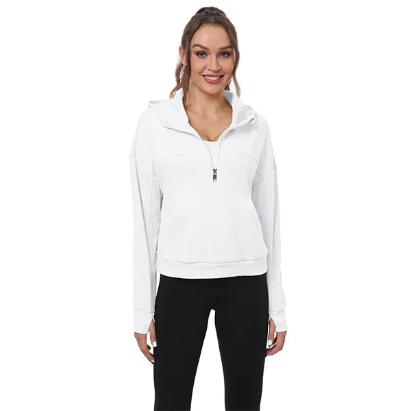 Women's Half Zip Hooded Sweatshirt Long Sleeve