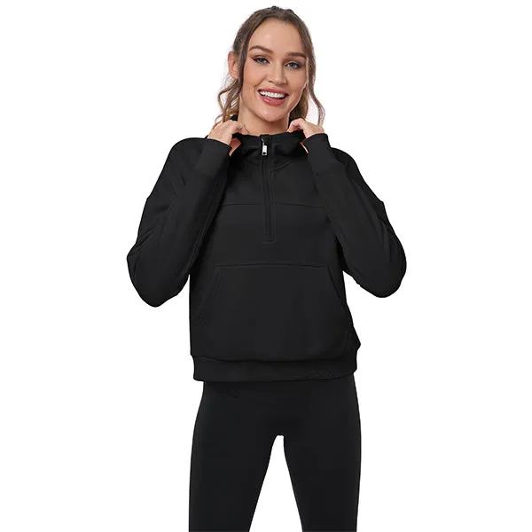 Women's Half Zip Hooded Sweatshirt Long Sleeve