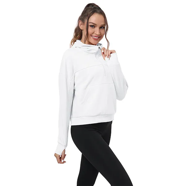 Women's Half Zip Hooded Sweatshirt Long Sleeve