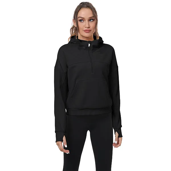 Women's Half Zip Hooded Sweatshirt Long Sleeve