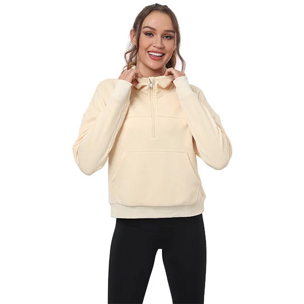 Women's Half Zip Hooded Sweatshirt Long Sleeve