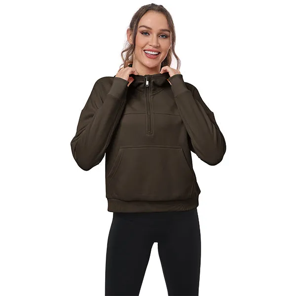 Women's Half Zip Hooded Sweatshirt Long Sleeve