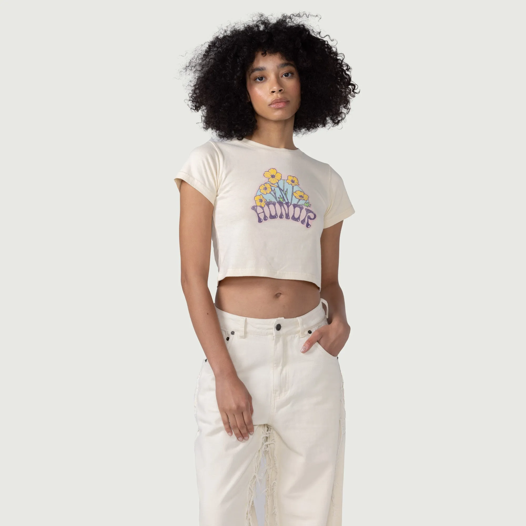 Womens Honor Flower Logo T-Shirt - Bone