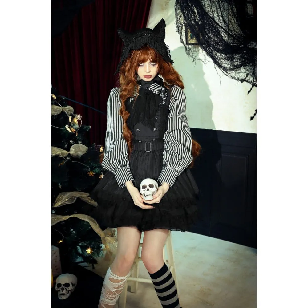 Women's Lolita Buttons Lace Suspender Skirt