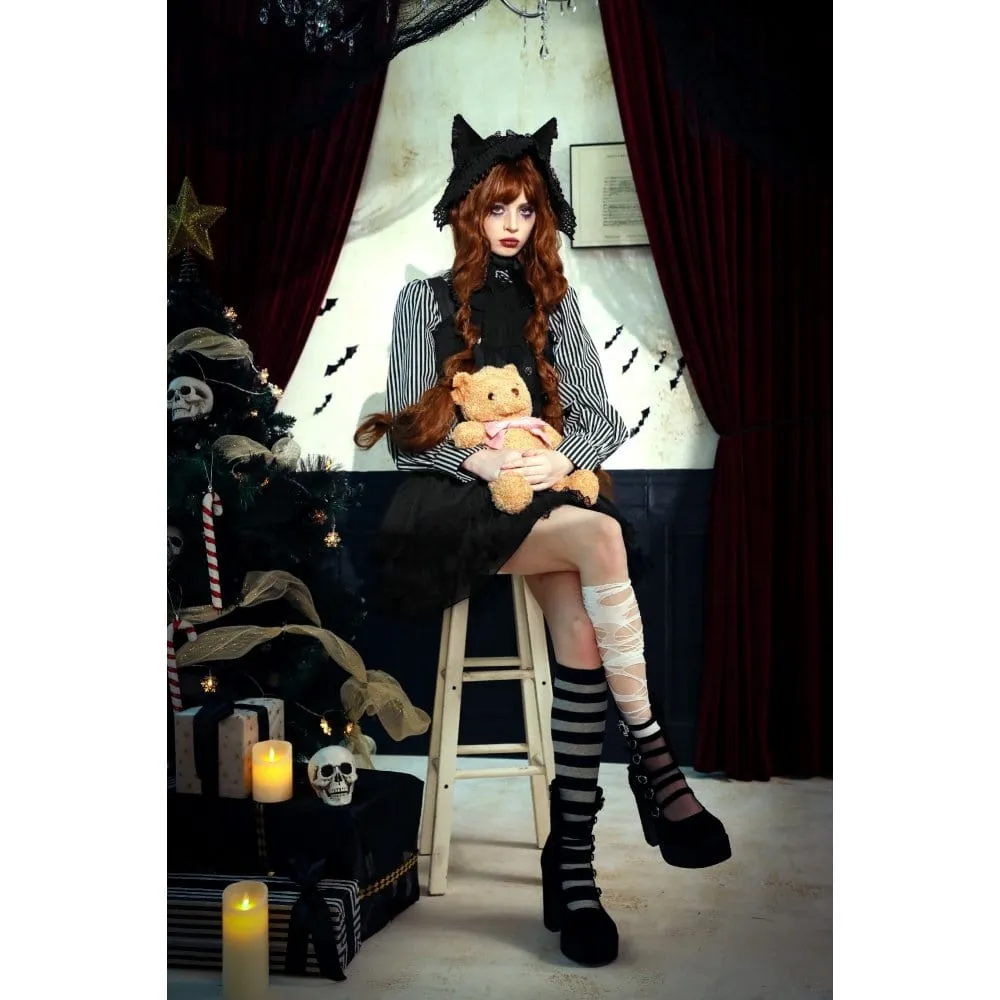 Women's Lolita Buttons Lace Suspender Skirt