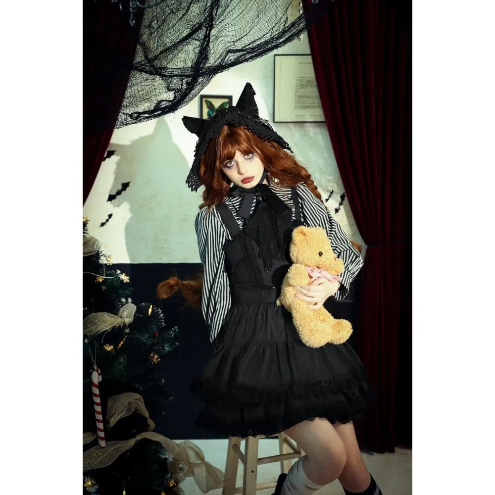 Women's Lolita Buttons Lace Suspender Skirt