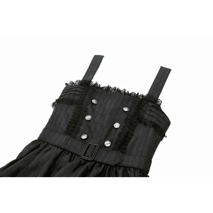 Women's Lolita Buttons Lace Suspender Skirt