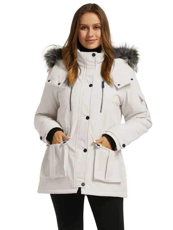 Women's Warm Winter Parka Coat With Faux Fur Hood