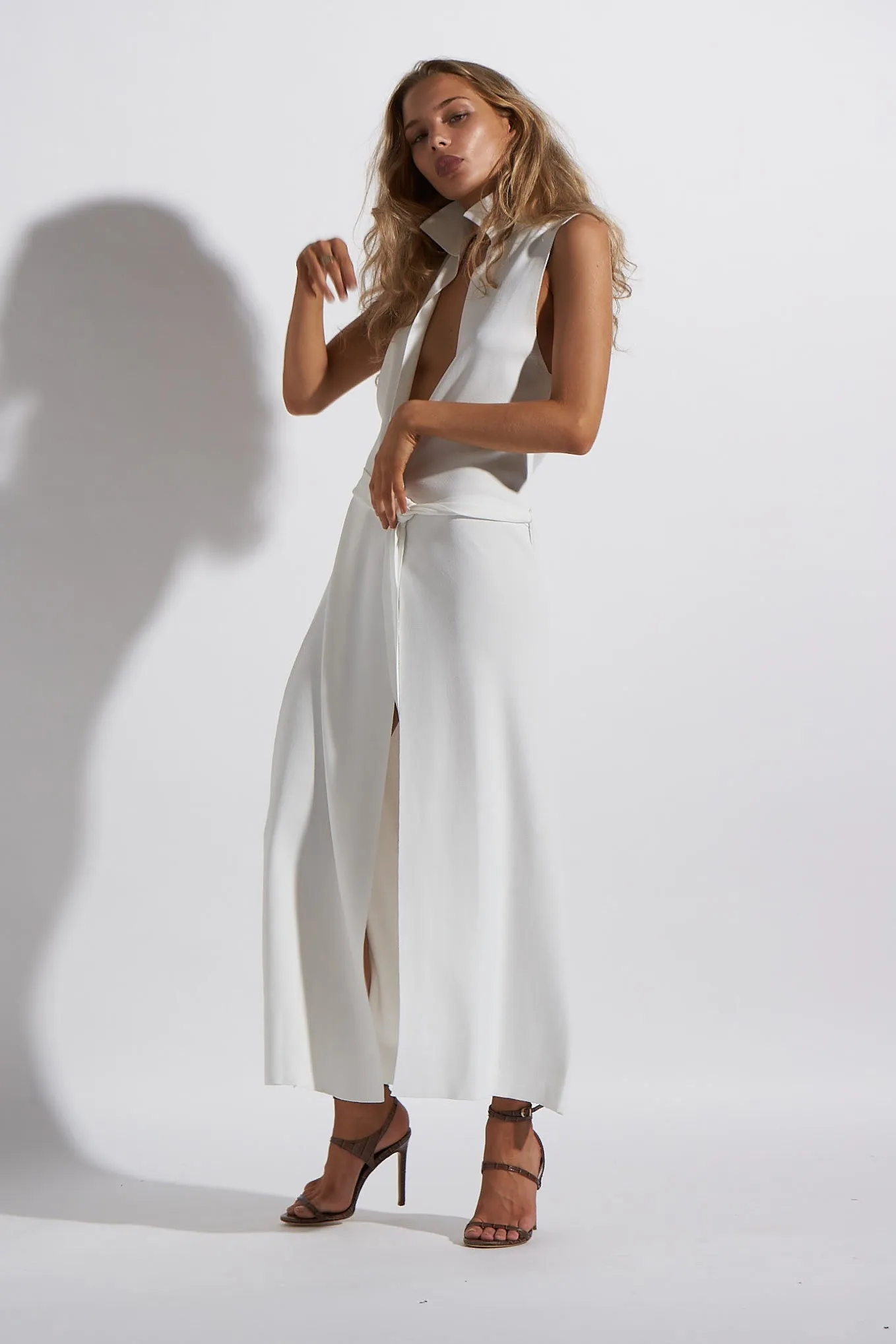 WRAP VEST DRESS IVORY WHITE