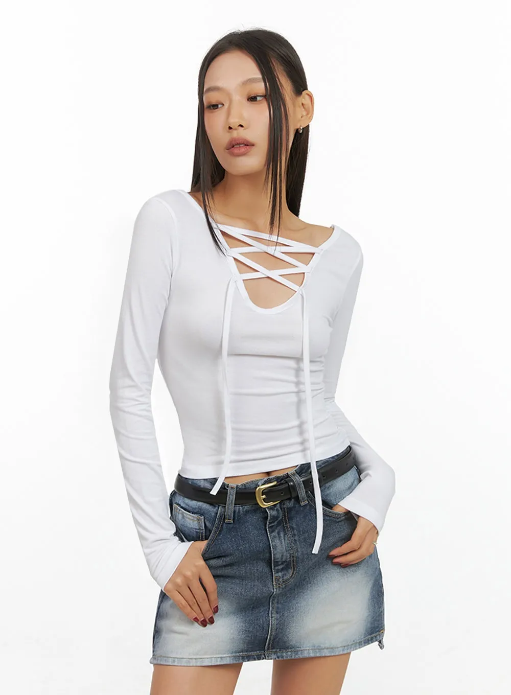 X Strap Slim Fit Crop Top IS427