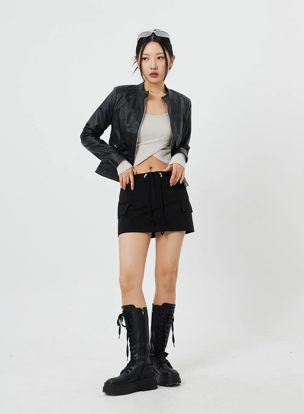 Zip-Up Faux Leather Jacket CF314